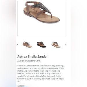 Aetrex Shelia Beaded Leather Sandal EU 42 Arch Support